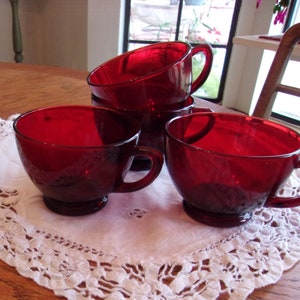 4 Ruby Red Punch or Coffee Cups