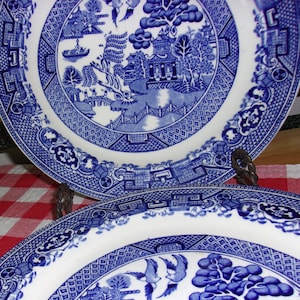 Two Blue Willow Plates By Woods And Sons In England