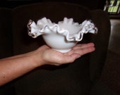 Beautiful Fenton Silvercrest Ruffled Dish Vintage Collectable