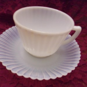 All White Petalware Cup and Saucer by Macbeth Evans