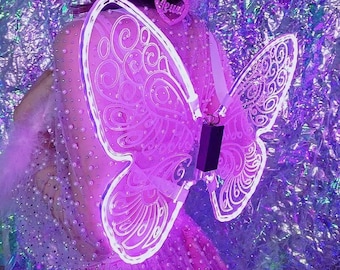 LED Fairy Wings Rave Party Light Up Accessories Butterfly Fairy Wings Costume Fairycore UFO