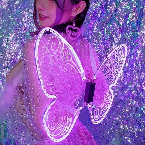 LED Fairy Wings Rave Party Light up Accessories Butterfly Fairy