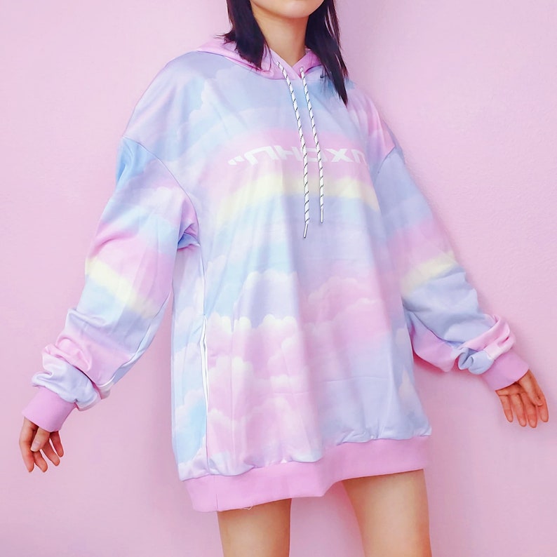 Oversized Pastel Rainbow Hoodie Harajuku Fairy Kei Size S Etsy