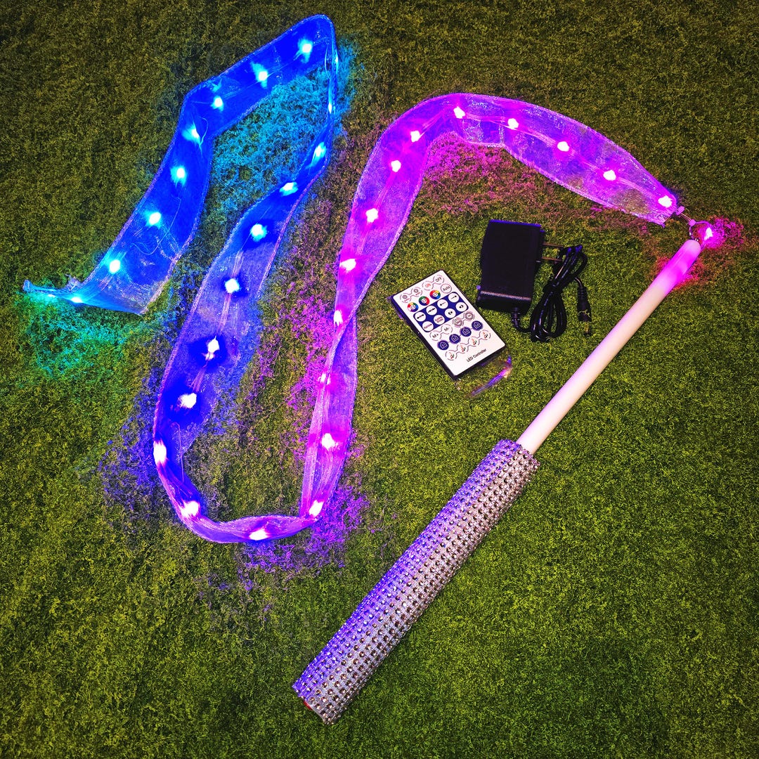 Colour Changing Ribbing LED Light up Color Changing Ribbon Flow Toy Dance Rave Electric ...