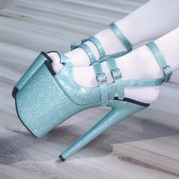8 Inches Multicolors Sling Back Heels Stripper Exotic Pole Dance Dancer Shoes Platform Boots