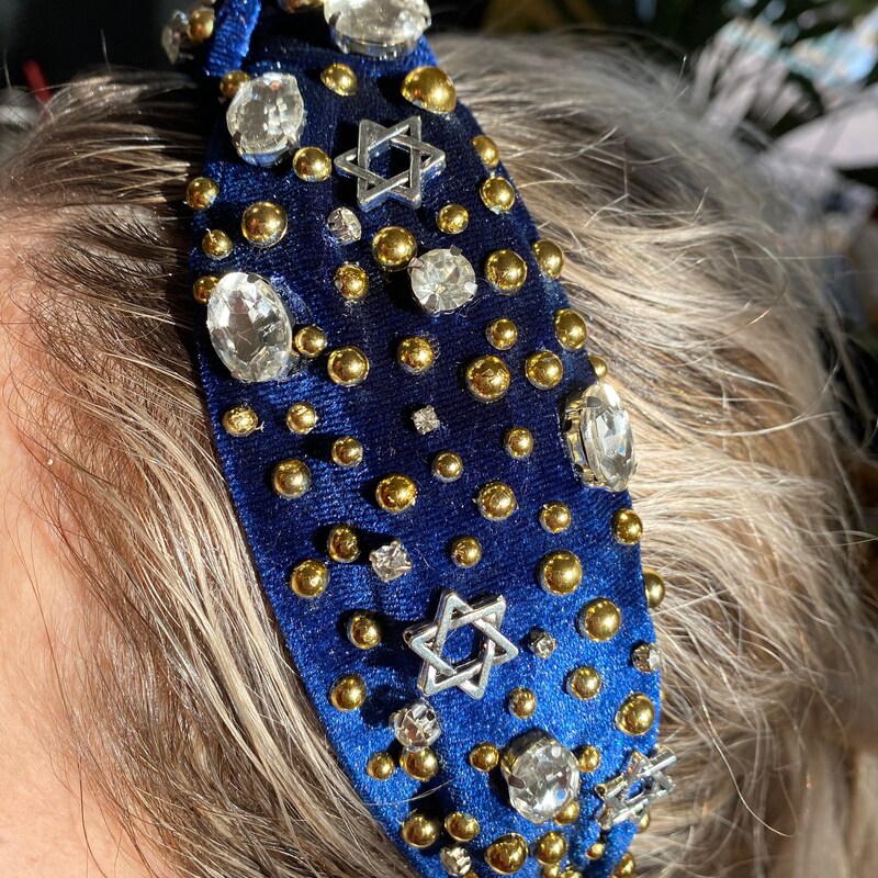 Crystal Initial Studded Knit Headband main image 1