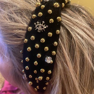 Evil Eye Charm Top Knot Headband