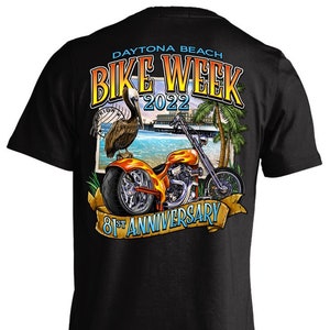 2022 Daytona Bike Week 81st Anniversary Pier Postkarte T-shirt (BACK PRINT)