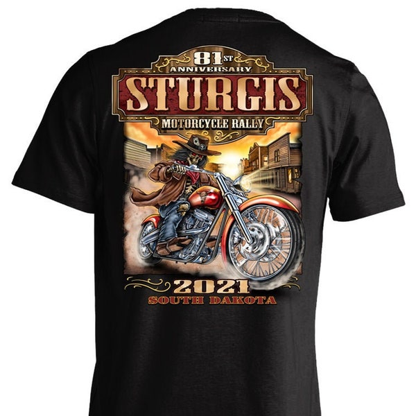 2021 Sturgis Motorcycle Rally 81st Anniversary Wild Bill T-shirt (BACK PRINT)