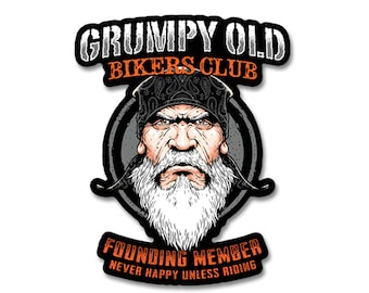 Grumpy Old Bikers Club Calcomanía de vinilo de 7 pulgadas para automóviles, camiones, motocicletas, barcos y ordenadores portátiles