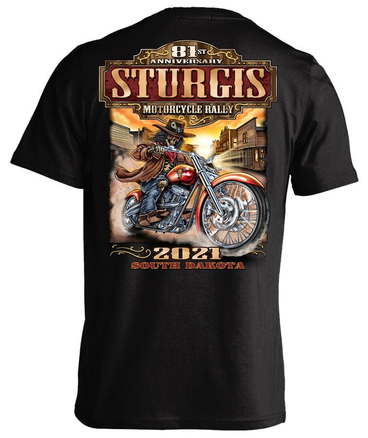 2021 Sturgis Motorcycle Rally 81st Anniversary Wild Bill T-shirt (BACK PRINT)
