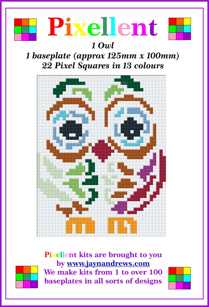 PIXELLENT 1 baseplate kit Owl Mosaic Craft Kit Etsy