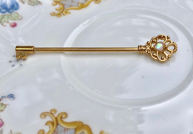 Choose Barbell Length and Bar Finish 1 14g Nipple Barbell Nipple Ring Industrial Scaffold Gold P White Opal Heart Key Ends are Gold