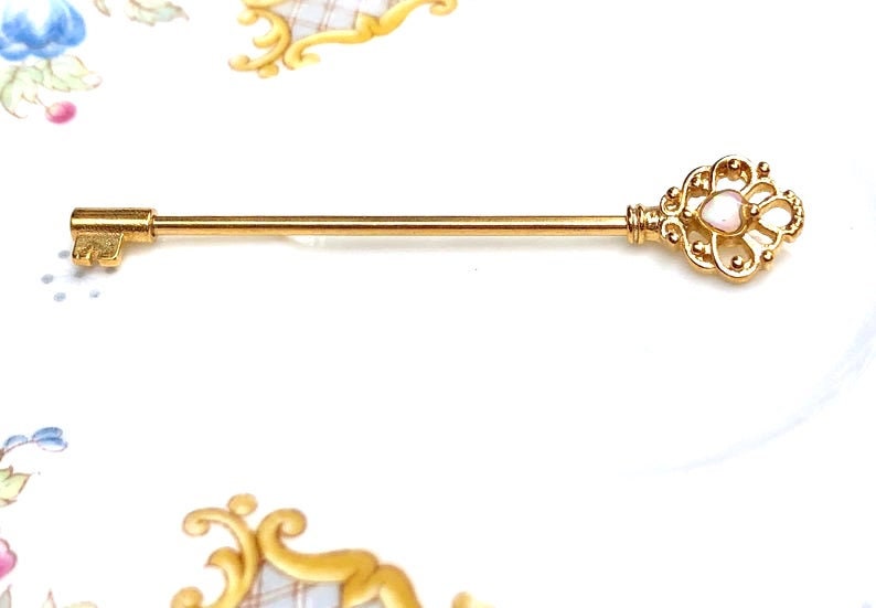 Choose Barbell Length and Bar Finish 1 14g Nipple Barbell Nipple Ring Industrial Scaffold Gold P White Opal Heart Key Ends are Gold