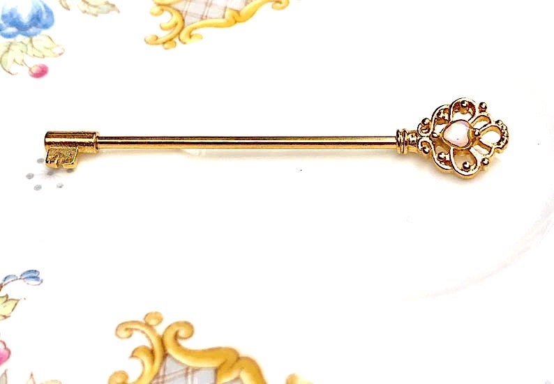 Choose Barbell Length and Bar Finish 1 14g Nipple Barbell Nipple Ring Industrial Scaffold Gold P White Opal Heart Key Ends are Gold
