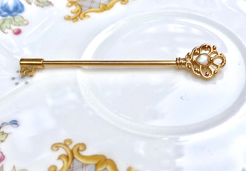 Choose Barbell Length and Bar Finish 1 14g Nipple Barbell Nipple Ring Industrial Scaffold Gold P White Opal Heart Key Ends are Gold