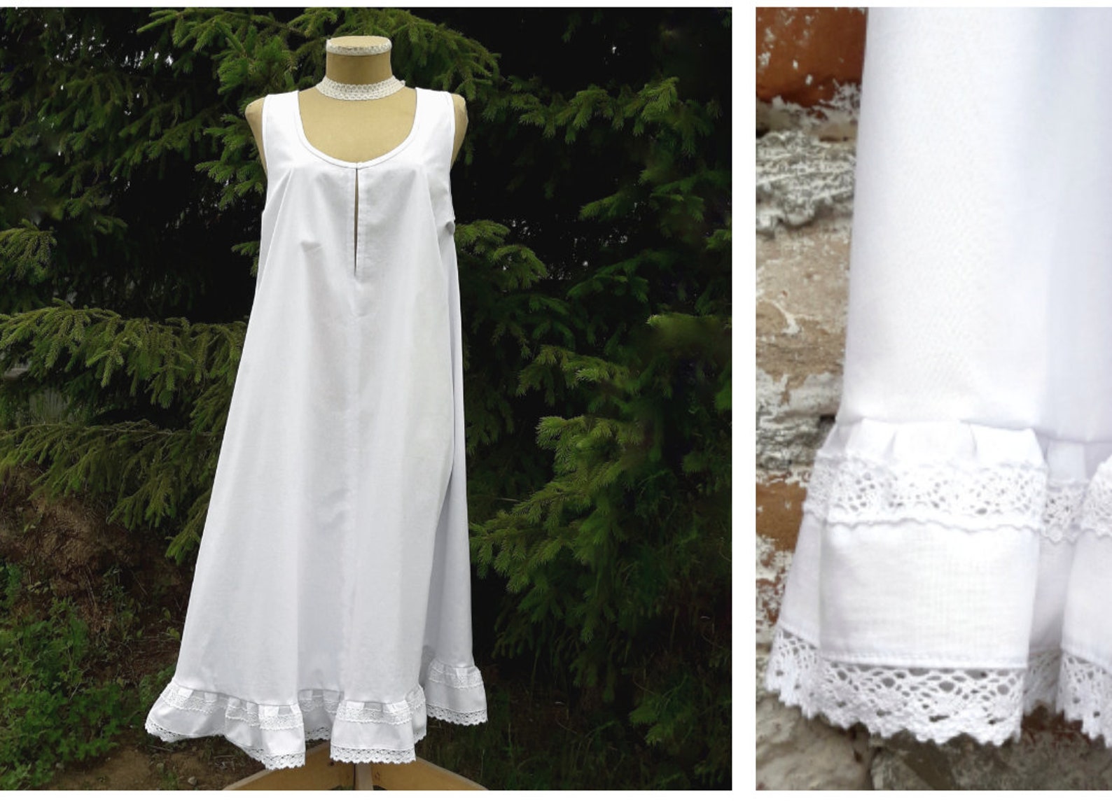 Outlander undergarments nightgown cotton white for women | Etsy