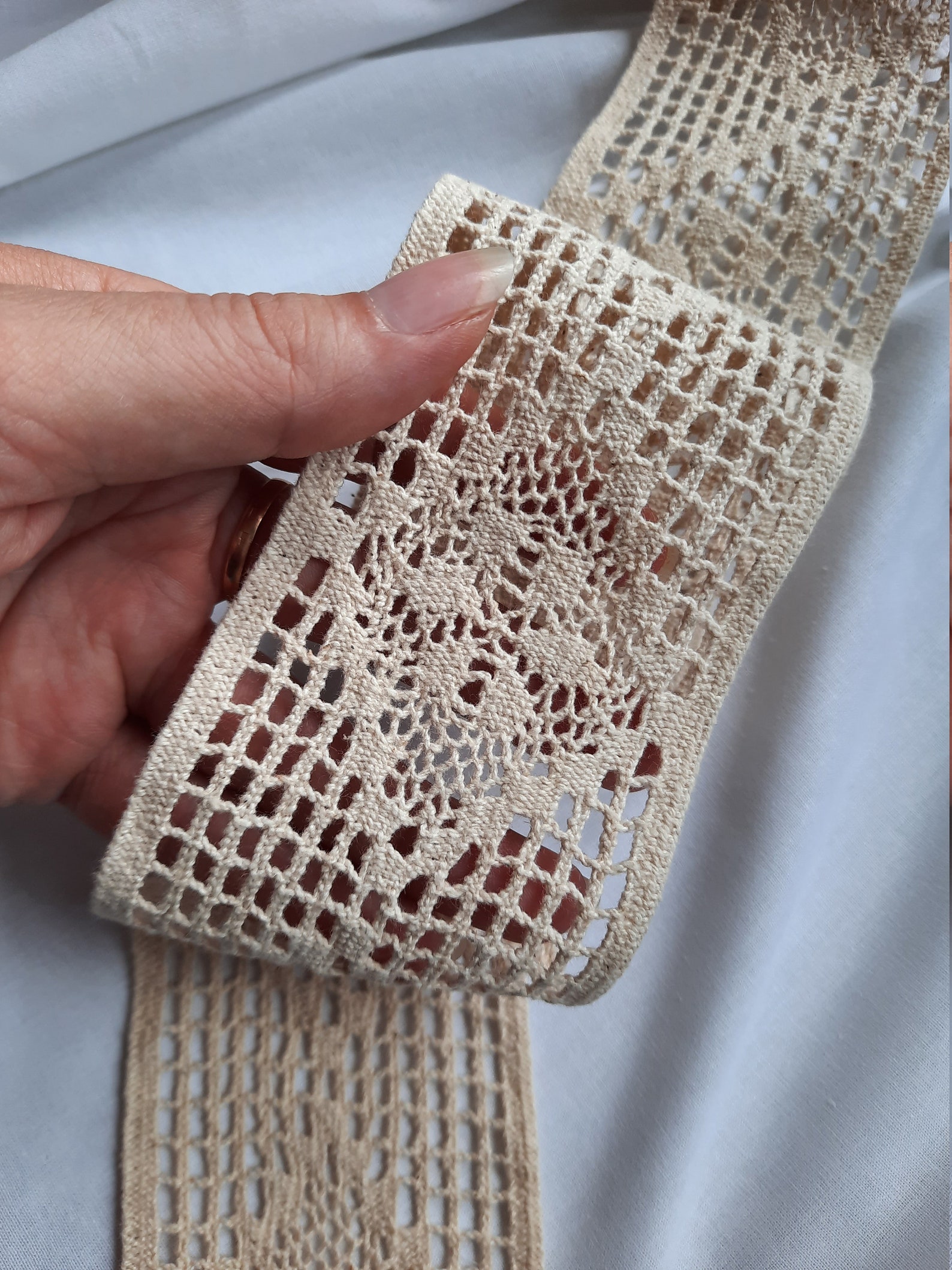 Cinta de encaje ancho beige 5 yardas rollo de encaje Etsy