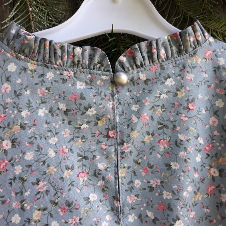 Easter cotton blue dress Dress for mother and daughter in vintage style knee-length. Dress for women and girls with a floral print