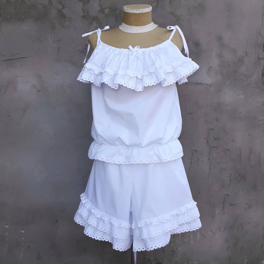 Womens white cotton bloomers pajamas White cotton Nightwear Etsy