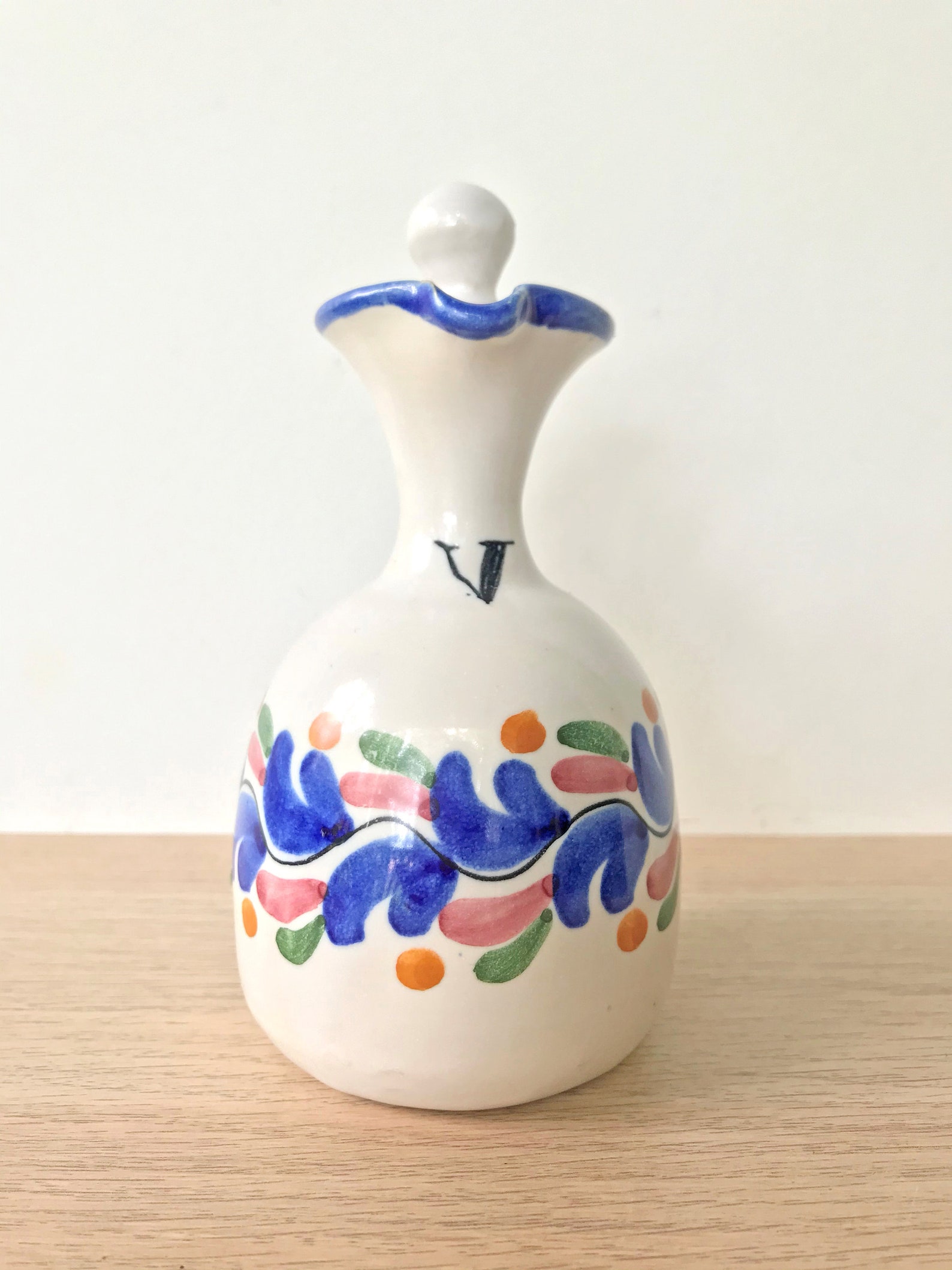 Vintage Small Ceramic Vinegar Jug Hand painted Pottery | Etsy
