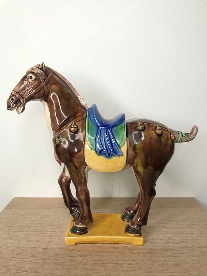 Tang Dynasty Style Ceramic Horse Figurine Statue Vintage Etsy