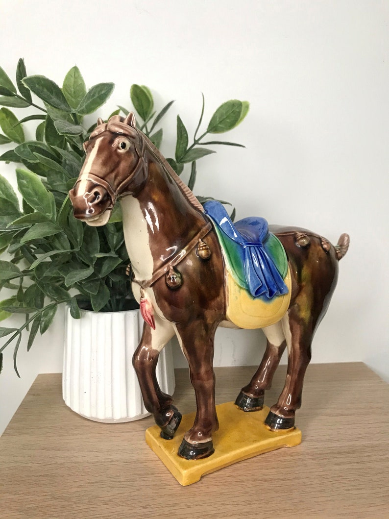 Tang Dynasty Style Ceramic Horse Figurine Statue Vintage Etsy