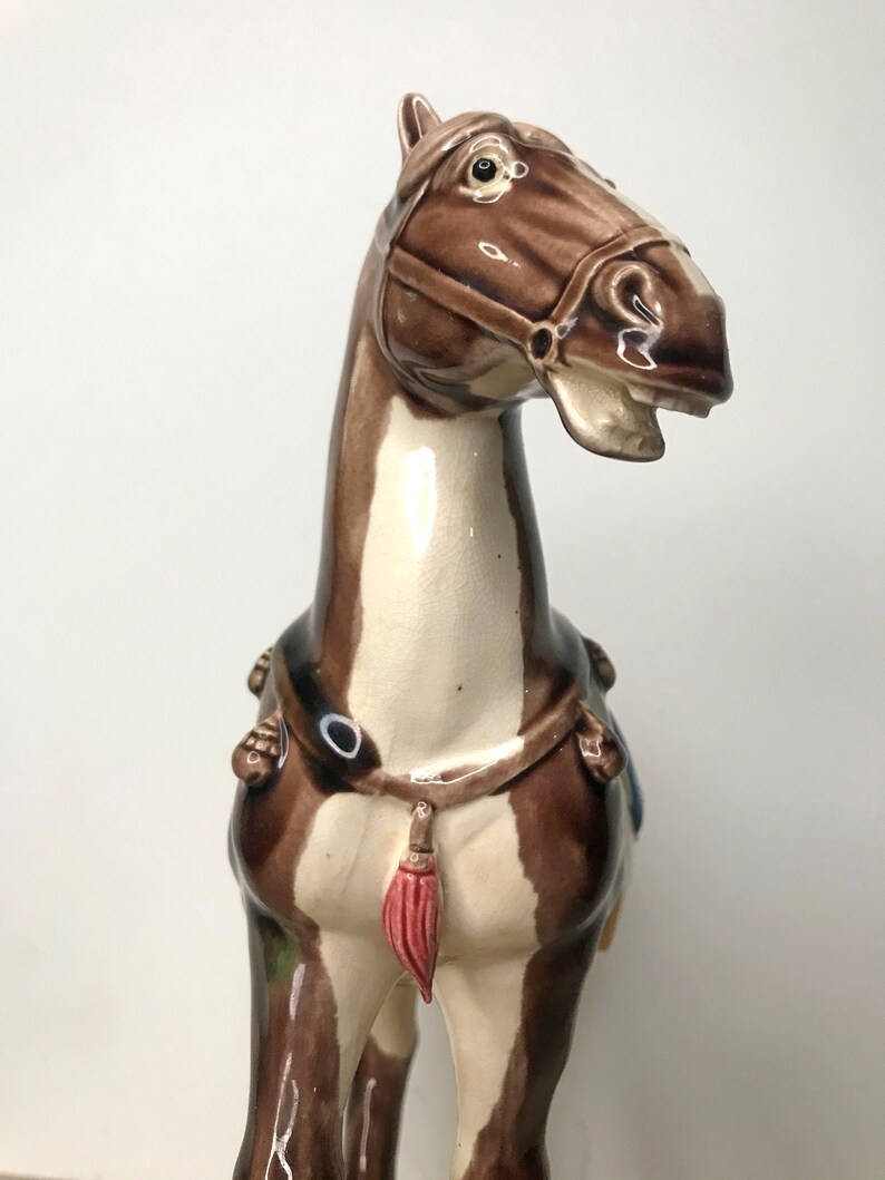 Tang Dynasty Style Ceramic Horse Figurine Statue Vintage Etsy