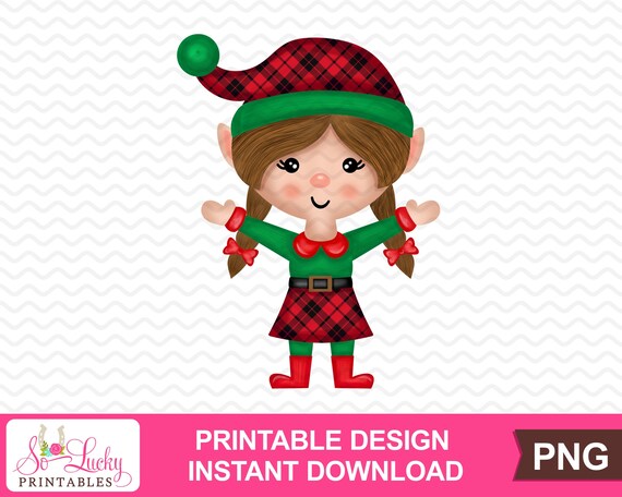 Girl Elf printable sublimation design Christmas Design | Etsy