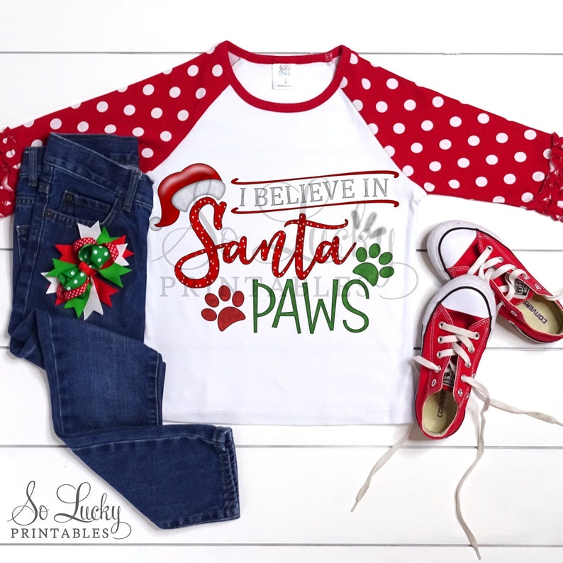I believe in Santa paws Christmas watercolor printable Etsy España
