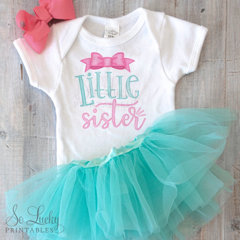 PNG Printable graphic design Digital download Little Sister painted printable sublimation design