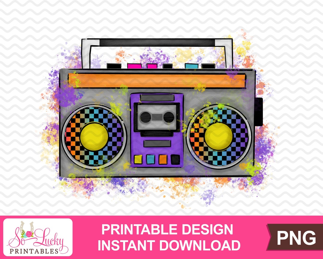 Boom Box Printable Sublimation Design Digital Download PNG Printable