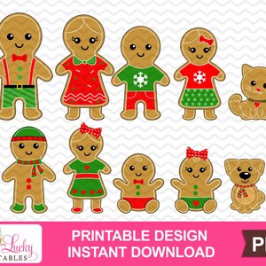 Gingerbread Family Set of 10 Christmas Printable Sublimation Design ...