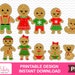 Gingerbread Family Set of 10 Christmas Printable Sublimation | Etsy