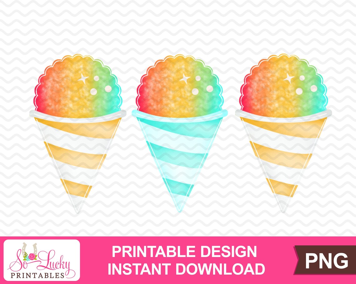 Snow Cone Trio Printable Sublimation Design Digital Download | Etsy