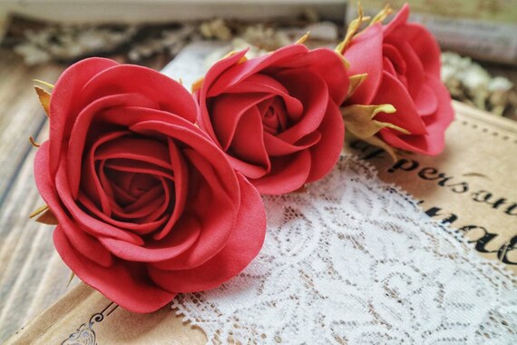 red rose hair pins