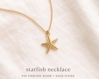 seestern halskette gold - necklace with starfish 925 sterling silver - gift for women - meer schmuck geschenk für frauen