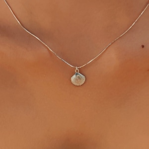 sterling silver seashell necklace - ocean inspired jewelry - gift for her