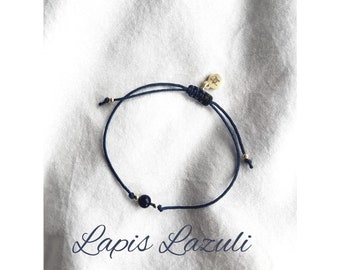 Bracelet Lapis Lazuli, Bracelet Pierres Précieuses, Pierre Naturelle, Bracelet Perlé, Minimaliste, Cadeau Femme, Cadeau d'Anniversaire, Pierre Bleue, Charité
