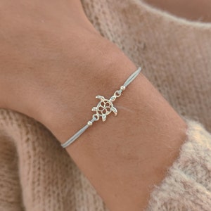 Bracelet tortue avec carte, argent sterling 925, cadeau d'anniversaire, tortue de voyage, connecteur tortue, bracelet pour femme, association caritative