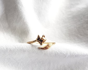 Fuchs Ring 24 Karat Gold beschichtet,Verstellbarer Ring,Geschenk Frau,Fuchs Schmuck,Geschenk für sie,Verstellbar,filigran,Charity