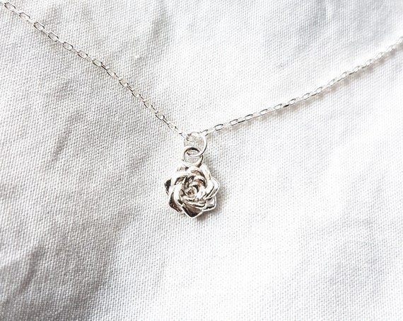 Necklace"Little Rose",925 Sterling Silver,Christmas gift woman,Gift for her,Necklace for women,Rose pendant,Stainless steel necklace,Charity