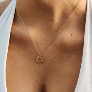 Necklace with sun, 24K gold-plated necklace, birthday gift for women, gold necklace for women, dainty necklace, sun pendant, charity