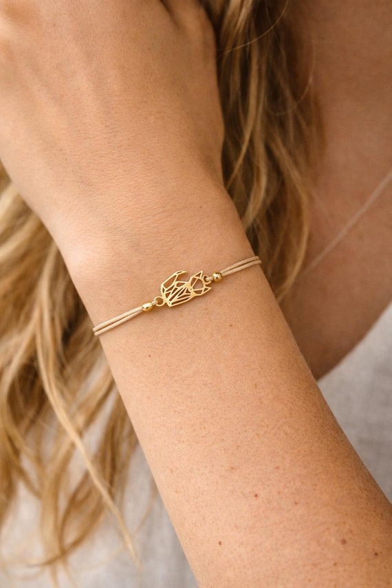 Fox bracelet, gold 925 silver - minimalist gold fox bracelet - gift for her - gift for women