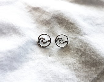 Stud Earring Wave,925 Sterling Silver,Gift woman, Earring women, Silver earring, Surf Jewellery,Charity Shop