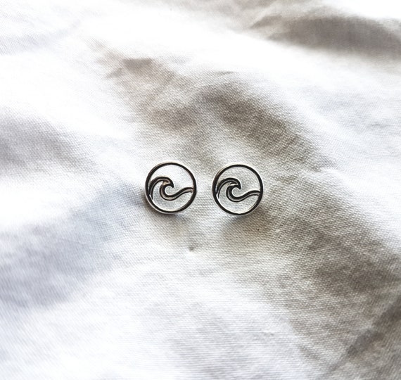 Stud Earring Wave,925 Sterling Silver,Birthday Gift woman, Earring women, Silver earring, Surf Jewellery,Charity Shop