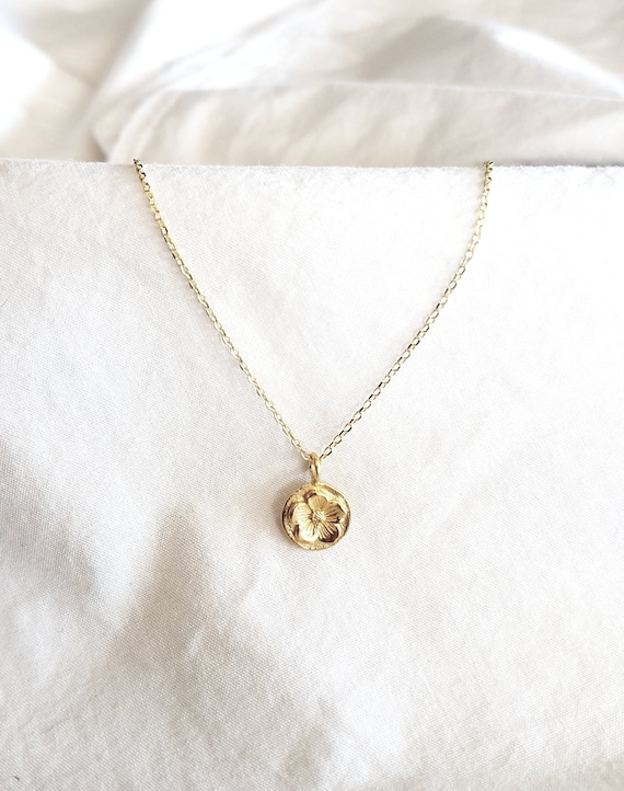 Necklace with Hawaiian flower, 24k gold plated,birthday gift, flower pendant, gift for her, women's necklace, dainty necklace, charity