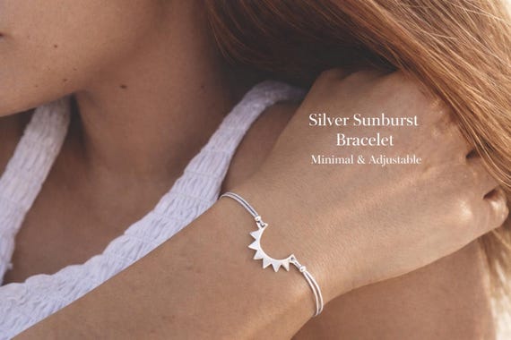 925 sterling silver sun bracelet - meaningful gift for her - minimalist jewelry for women