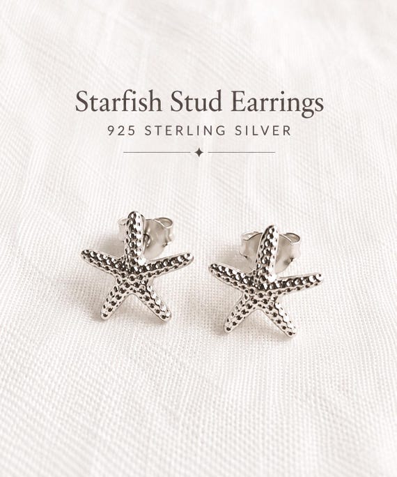 starfish stud earrings 925 sterling silver – small starfish earrings – ocean jewelry