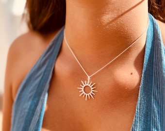 太陽ネックレス 925 シルバー - 太陽ネックレス スターリングシルバー 